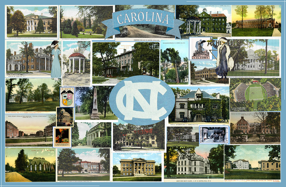 Timeless Carolina — postcard collage and puzzle design by Jay Dominick